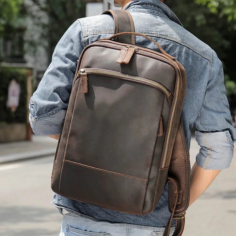 Newsbirds Genuine Leather Men Backpack15\