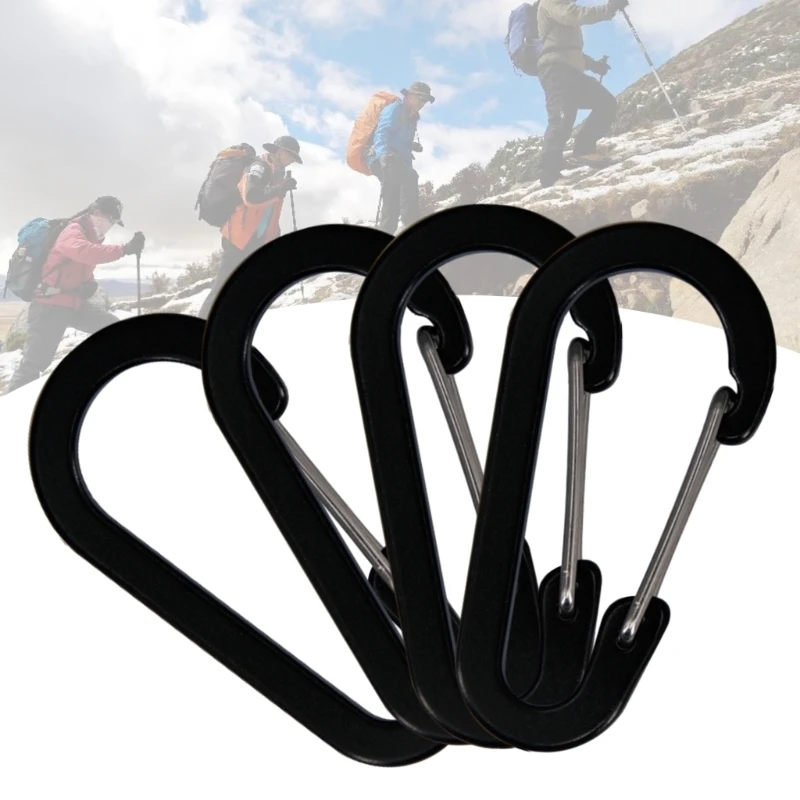 4 Piece 6.1cm Carabiner Set Reliable Aluminum D Clip Hooks Suitable for Home, Offices, Warehouse Use Rustproof Carabiner 69HD