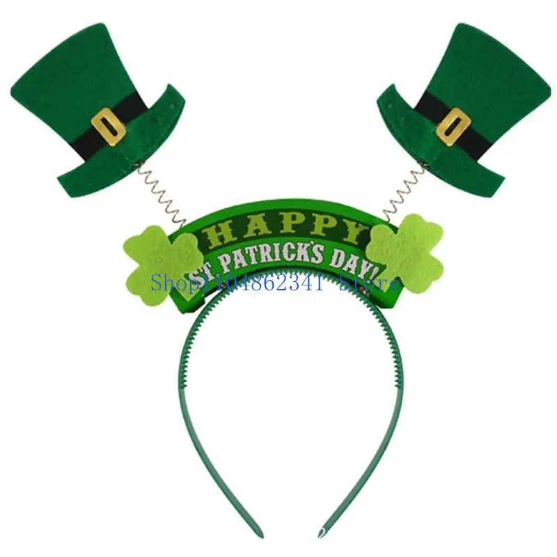 

5asd Top Hat for Head Boppers Shamrock Headband Patrick's Day Big Bow Headband