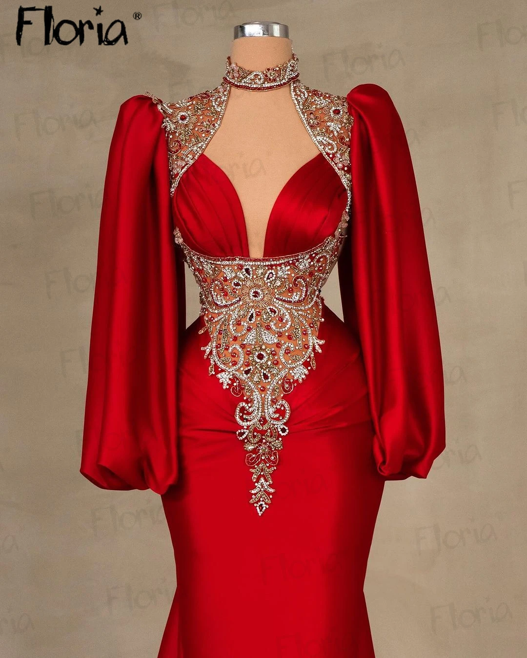 Muslim Plus Size Middle East Party Dress Dubai Evening Night Gowns for Women Wedding Luxury Beaded Customized Formal Gowns 2024