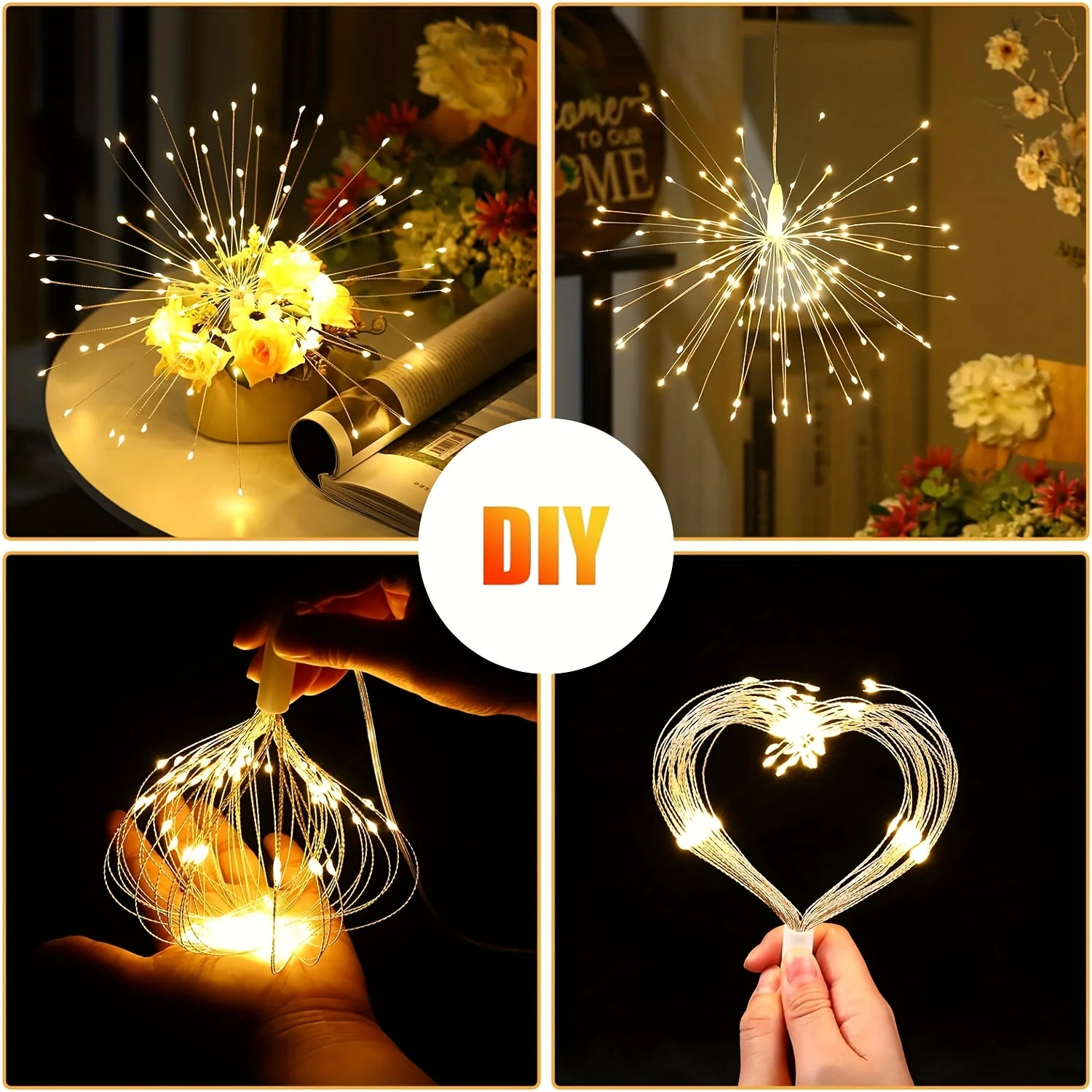 أضواء الألعاب النارية LED مع جهاز تحكم عن بعد، 8 أوضاع إضاءة، مقاومة للماء، ديكور عيد الميلاد والهالوين، حفلة داخلية وخارجية، حديقة الزفاف DIY