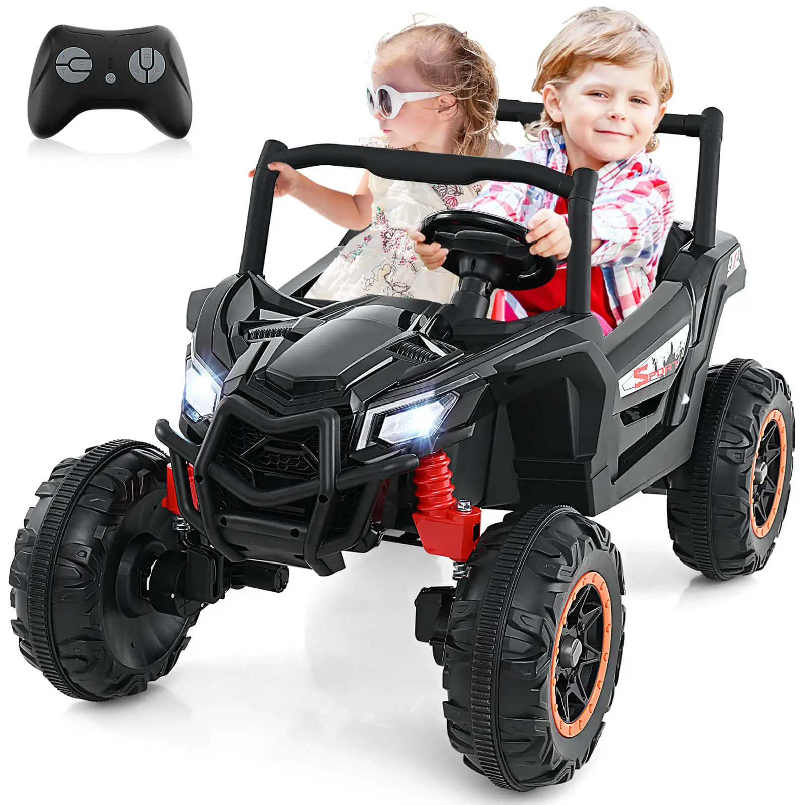 UTV pour enfants avec moteur injuste, télécommande, haute et basse vitesse, 24V, 4x100W