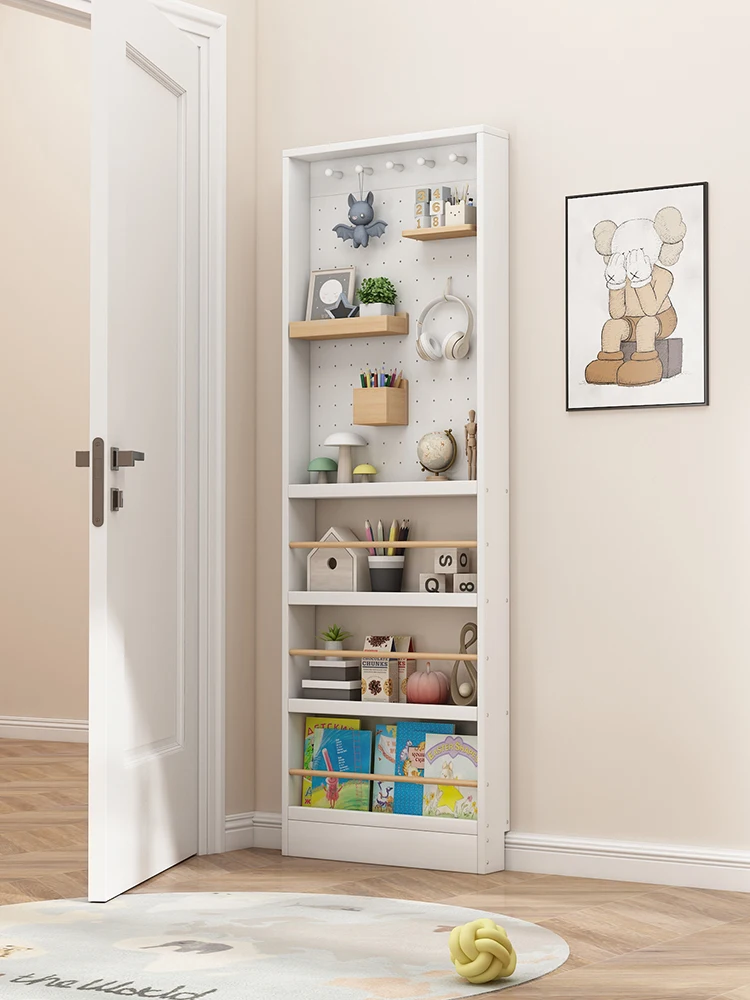 hole board 10cm ultra-thin shelf, storage behind the door, wall-mounted bookshelf, bedroom entrance thin cabinet