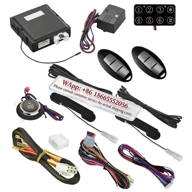 PKE Keyless Entry Button Engine Start Stop Remote Starter PKE Car Alarm with Remote for Nis san