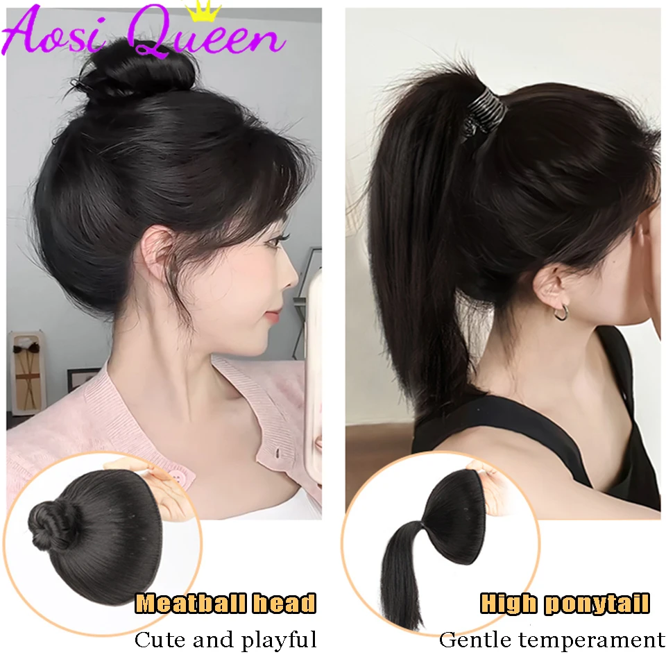 AOSI Synthetic Ball Head Wig Hair Bag Grapefruit Peel Lazy Hair Magic Tool To Increase Hair Volume Fluffy Hair Tie