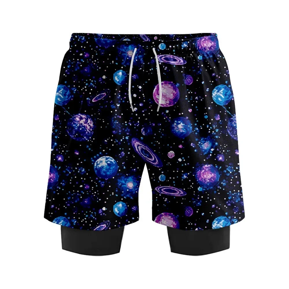 

Men Board Tights Shorts Quick Dry Cosmic Galaxy Theme Printed Trunks Summer Gym To Beach Lightweight Surf Vacation Swimwear