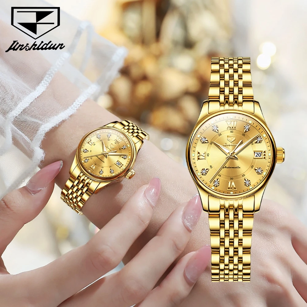 JSDUN 8939 High Quality Women Watch Luxury Brand Automatic Watch HD Diamond Elegant Women Mechanical Classic Women Dress Watch