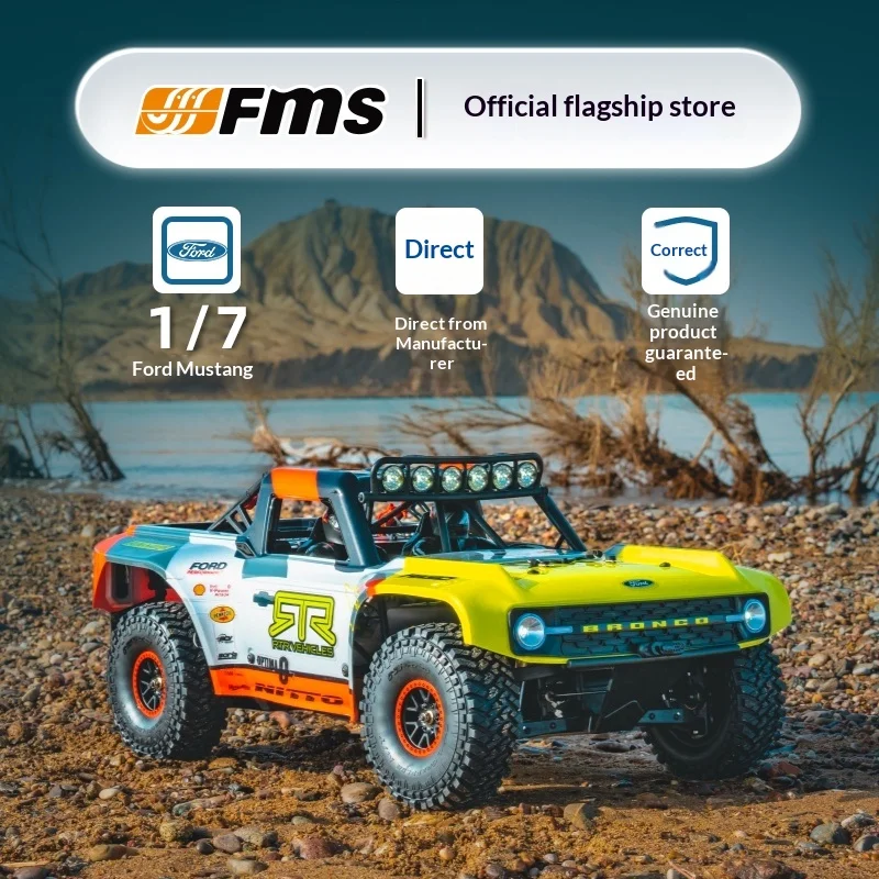 Fms 1/7 Ford Bronco Rc Car 4Wd Brushless High Speed Racing Short Course Truck Led Light Off Road Remote Control Vehicle Model