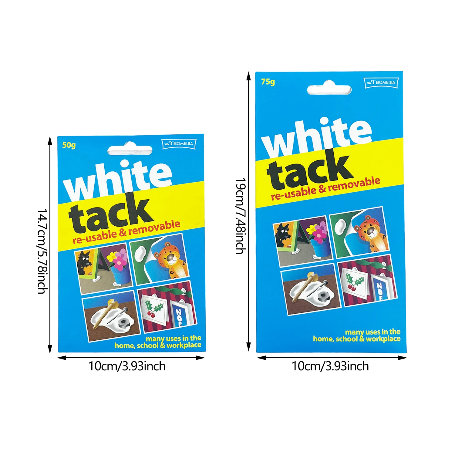 50g/75g/100g/150g Reusable White Tack Non-Toxic Adhesive Putty Removable Sticky Wall Tack for Poster Photo Frame Party Decoratio