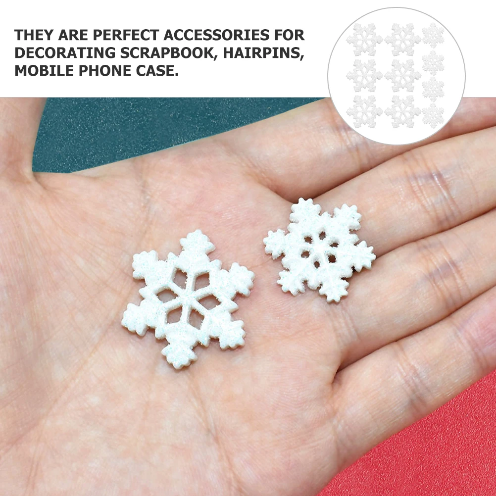 40 Uds. De abalorios de copo de nieve de simulación, adorno artesanal DIY para decoración de carcasa de teléfono, accesorios para el cabello, accesorio para el hogar, apliques de copo de nieve