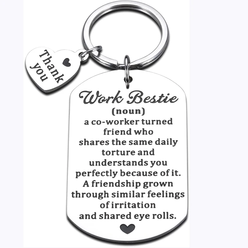 Work Bestie Funny Gift for Coworker Leaving Go Away Retirement Keychain for Boss Lady Female Office Thank You Appreciation Gifts