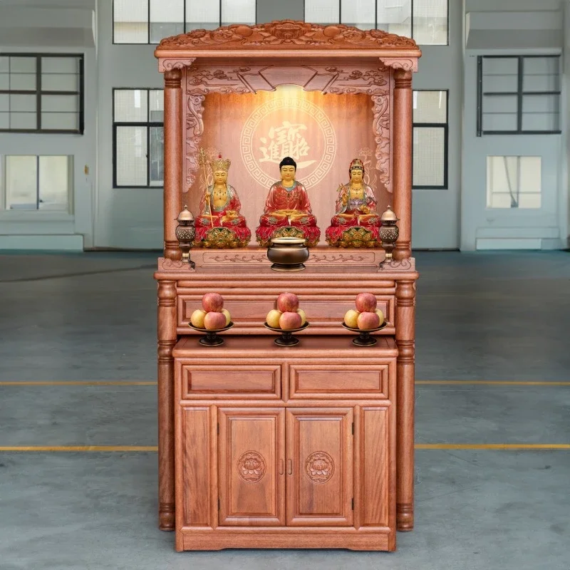 Buddhist niche new Chinese vertical cabinet household solid wood modern simple light luxury Buddhist cabinet Guan Gong offering