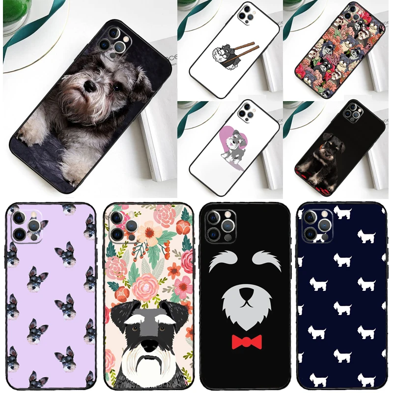 Funda Schnauzer Dog Puppy para iPhone 15, 13, 12, 11, 14 Pro Max Mini, 15, XR, X, XS, Max, 7, 8 Plus
