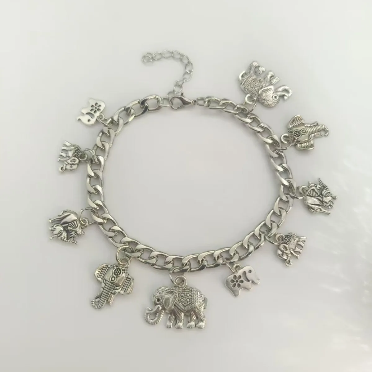 Pulsera brazalete chapado en plata elefante colgante pulsera para mujer bebé enlace indu Ganesh encantos cadena brazalete hombre joyería Accesso