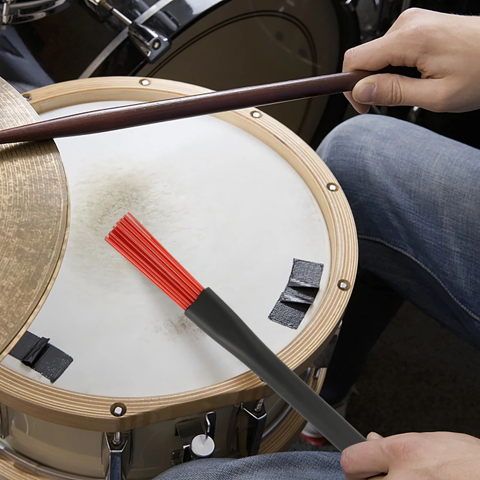 

1 Pair Retractable Nylon Drum Sticks Brushes Anti Slip Handle for Jazz Drums Percussion Instruments Adjustable Size Fit Beginner