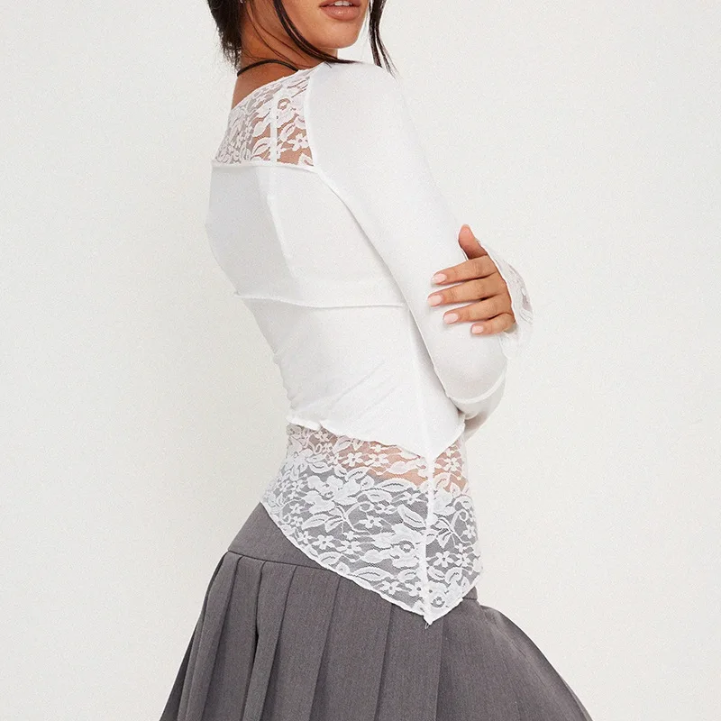 تي شيرت Amazon Wish2025 صيفي جديد للنساء، عصري ومثير بقصة ضيقة وأكمام طويلة ورقبة دائرية #2