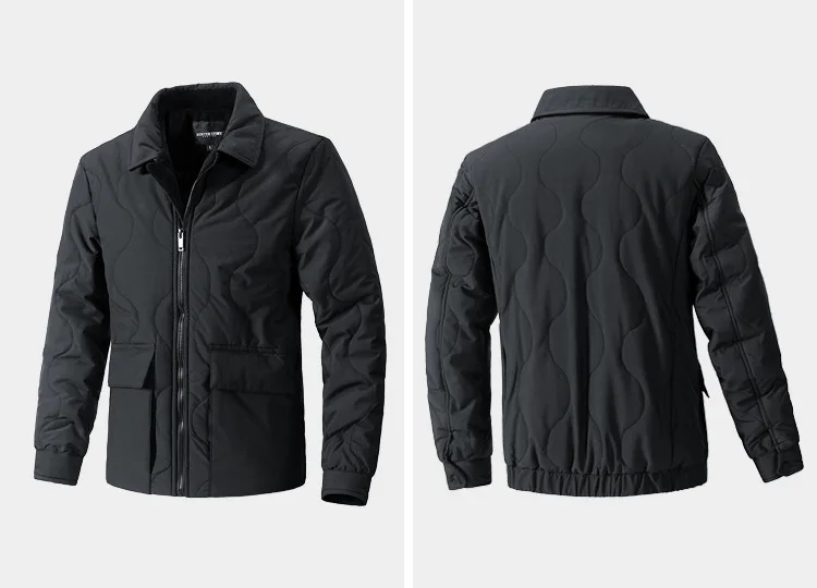 Men Turn-down Collar Multi Pockets Solid Color Simple Basic Daily Casual Trendy Parkas Autumn Winter New Fashion Coats Male Tops
