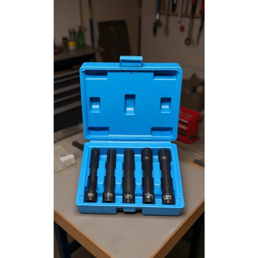 

5 Piece 3/8 Drive 12 Point Metric Extra Deep Impact Socket Set 8 10 12 13 14mm