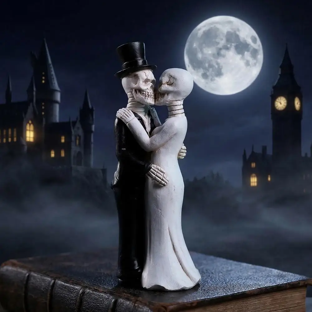 Skeleton Decor Skeleton Figurine Kissing Skeleton Couple Figurine Wedding Decor Skull Bride Groom Statue Day of for Halloween