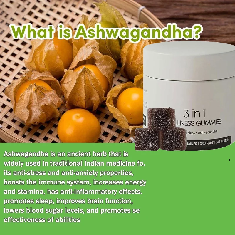 3 In 1 Wellness Gummies Shilajit Sea Moss Ashwagandha Supplement Improves for Man Energy Stamina, Male Power view 3