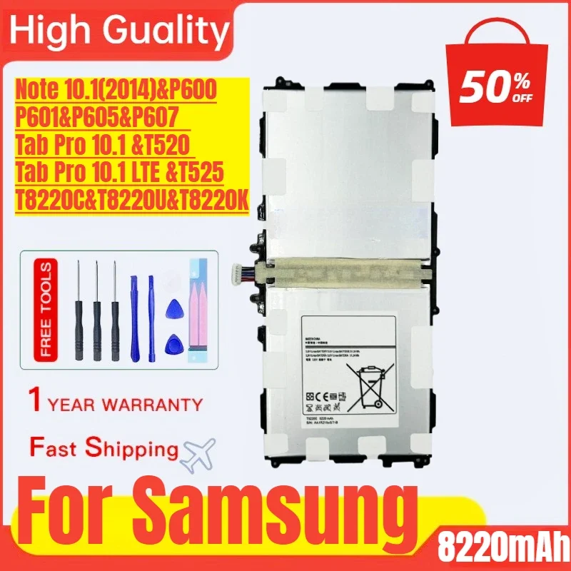 T8220E for Samsung T525/T520/P600/P601/P605/Note10.1/T601/Tab Pro 10.1 Tablet Battery  Replacement Bateria with Tools
