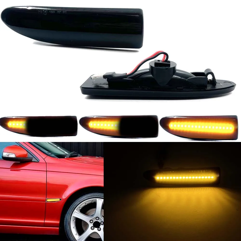 

Dynamic LED Side Marker Light For Jaguar X-TYPE 2002-2009 Arrow Turn Signal Blinker Indicator Lamp Smoked 2pc