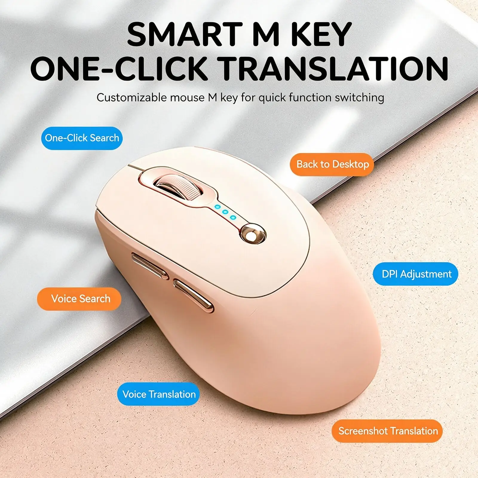 AI Smart Voice Wireless Mouse 2.4G Bluetooth Dual Mode Adjustable DPI Voice Typing Translation AI Writing PPT Creation Mouse