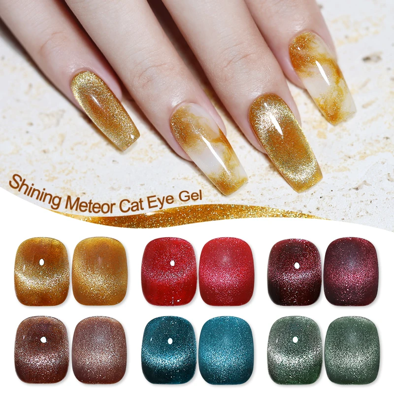 Clou Beaute 4-teiliger Katzen-Magnet-Gel-Nagellack mit Magnetstab, Maniküre-Set, Lack für Maniküre, grün, rot, Aurora-Nagelkunst