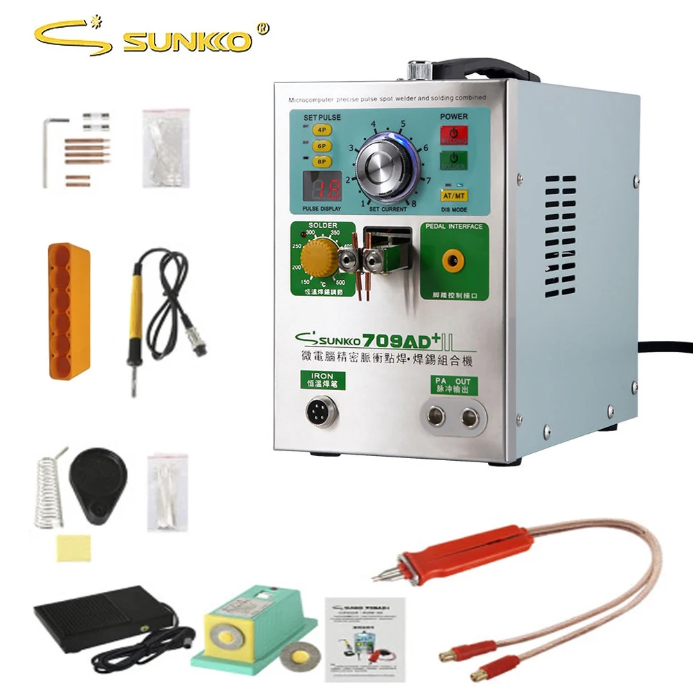 SUNKKO mesin las titik baterai, 709AD + induksi otomatis Pulse pengelasan baterai Lithium 3,2 kW dengan pena 70B