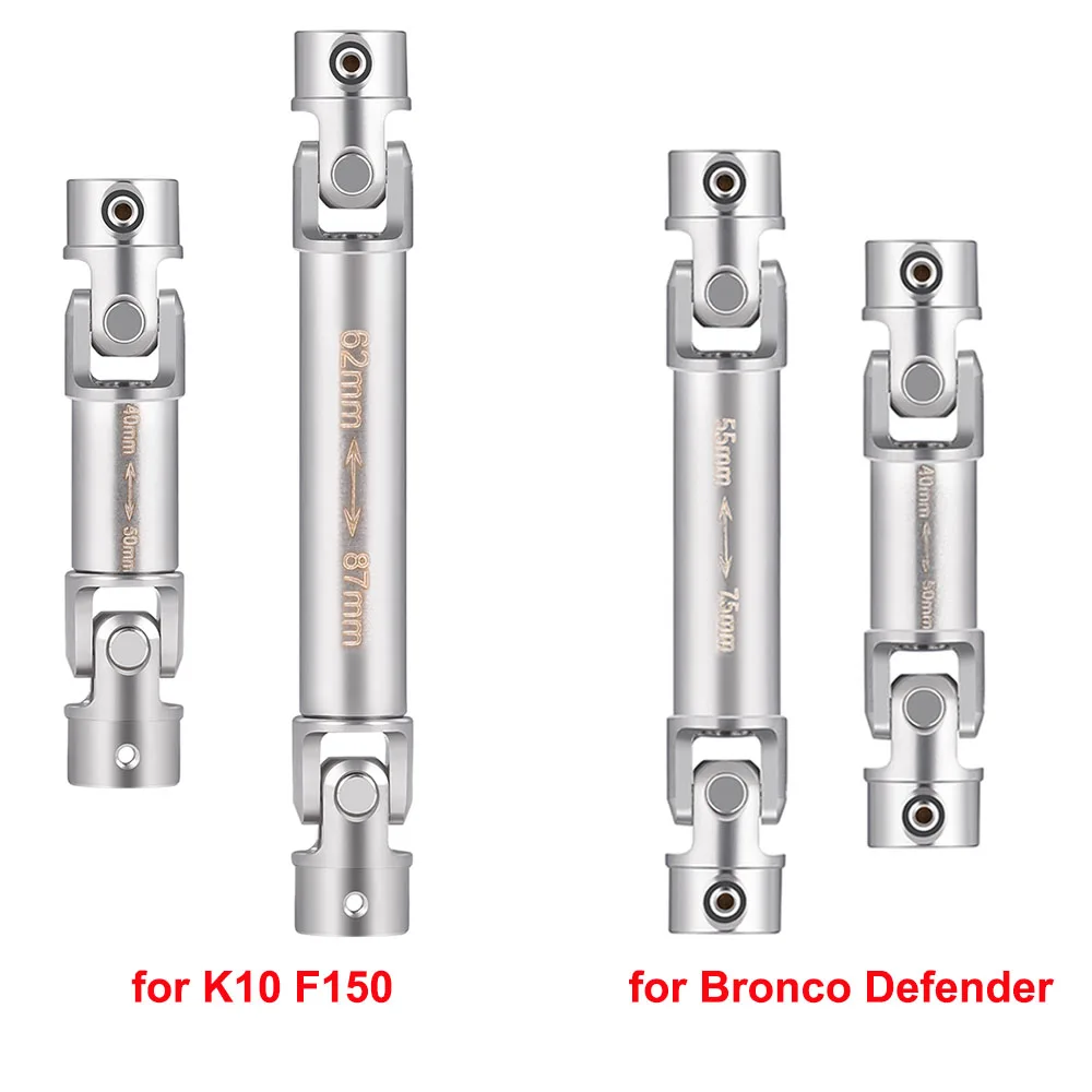YEAHRUN Stainless Steel Center Drive Shafts D-Shaped for 1/18 RC Crawler TRX4M Bronco Defender, K10 F150 Upgrade Parts