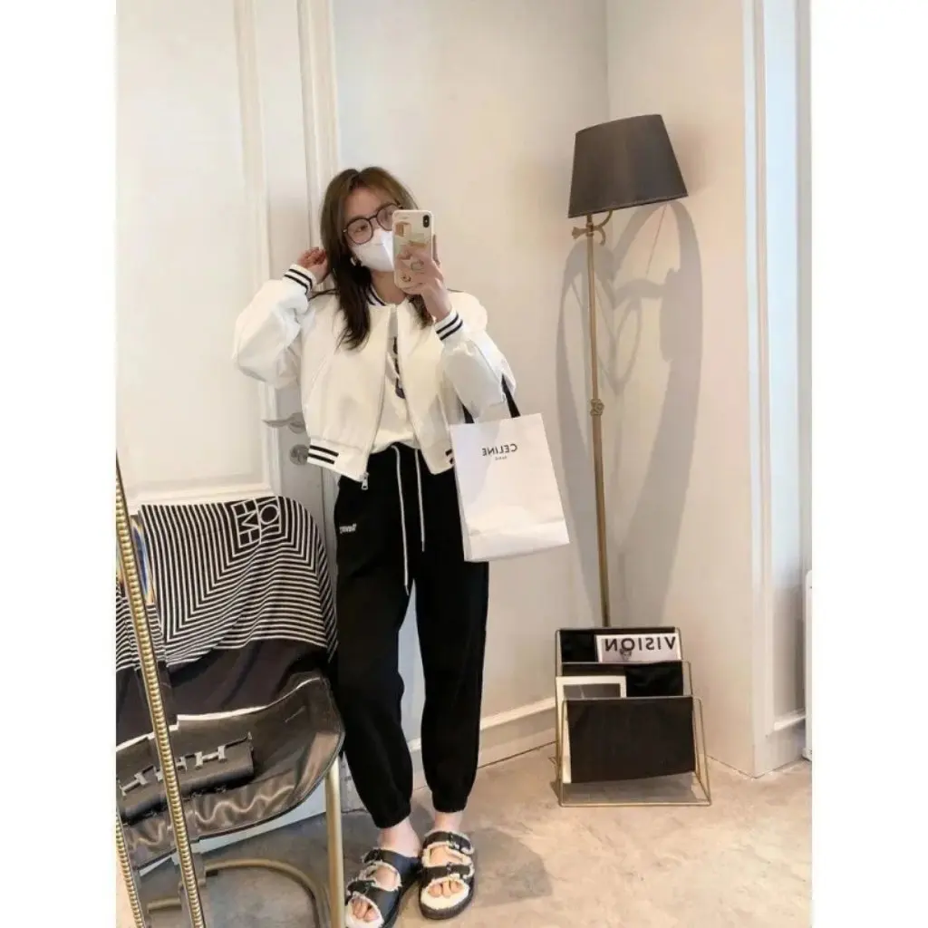 

Women's European Station Short Baseball Suit Coat Spring Autumn Fashion Casual Sports Jacket All-match Trendy Cardigan