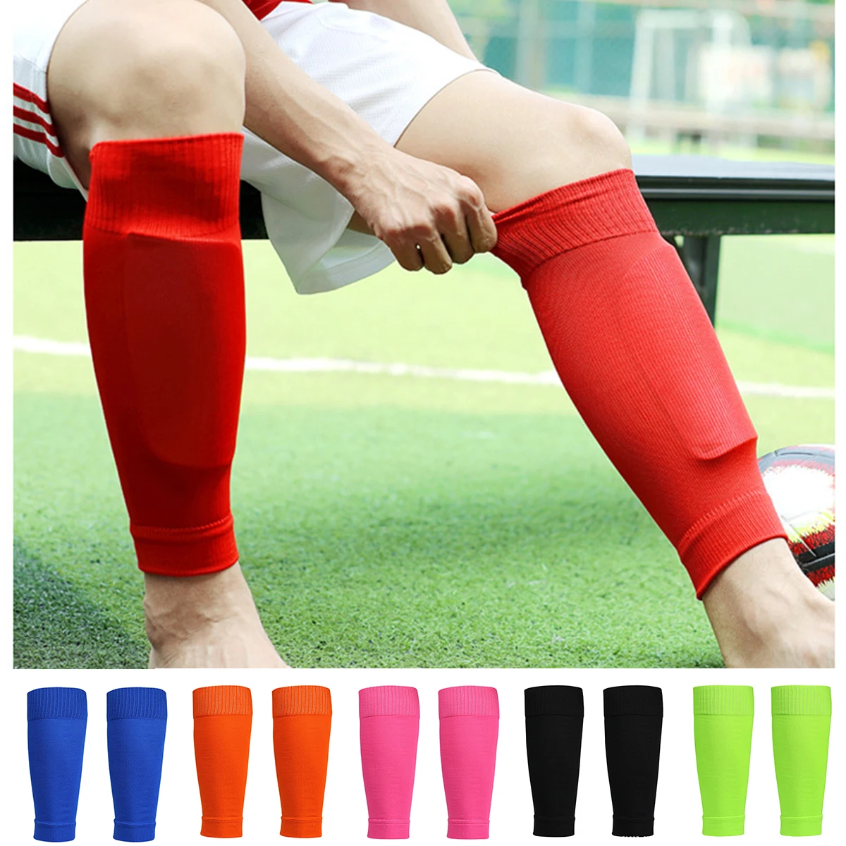 

New Football Socks Shin Pads Leg Cover Men Women Grip Cutsocks