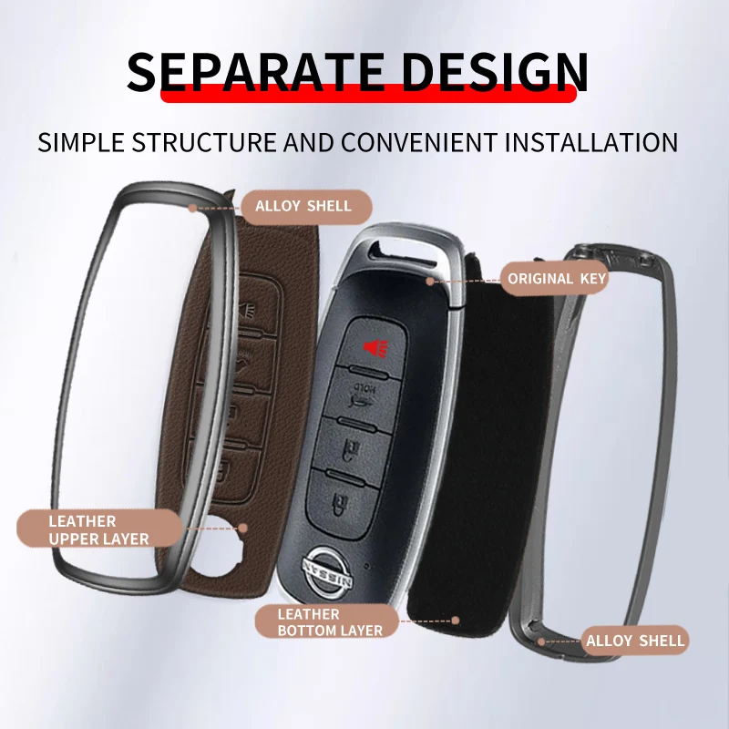 New Zinc Alloy Car Key Case Cover for Nissan X Trail t32 t33 Keysleeve Buckle Automotive Interior Supplies Automobile Parts
