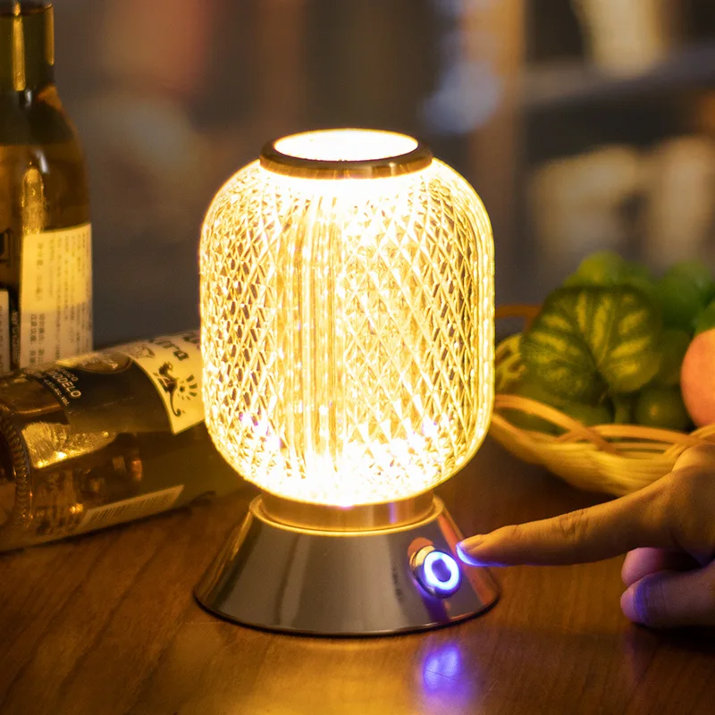 LED Rechargeable Night Lamp for Bedroom, Rechargeable LED Bedside Table Lamp with Shade, Bedside Lamp for The Nightstand