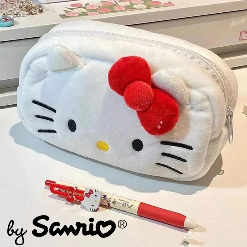 

Cute Sanrioed Hellokitty Plush Stationery Bag Pencil Case Coin Purse Cosmetic Bag School Supplies Anime Kawaii Student Girl Gift