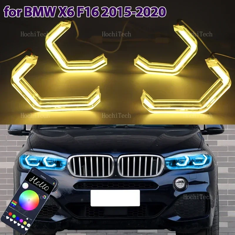 

RGB Multi-colored App control M4 Style LED Headlight Angel Eyes Bulb Ring Lamp for BMW X6 F16 2015-2019 xDrive35i 50i 30d 35d