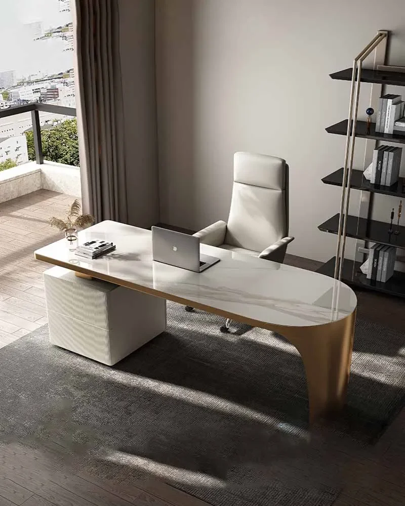 

Luxury study desk, Italian minimalist rock board computer desk, modern minimalist office desk, high-end writing desk