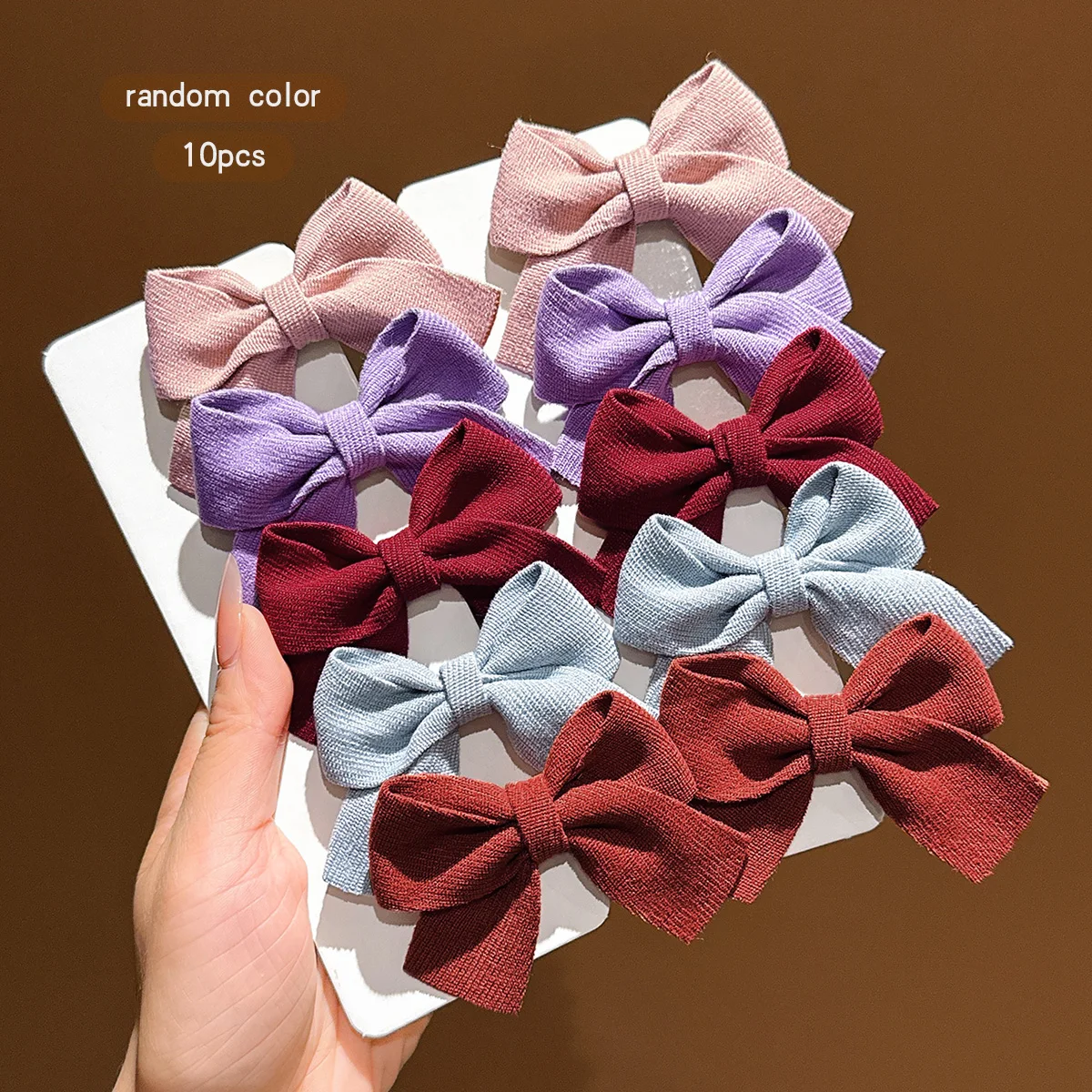 10 colors of random bow hair clips, simple style hair clips, suitable for daily use as hair accessories and headwear