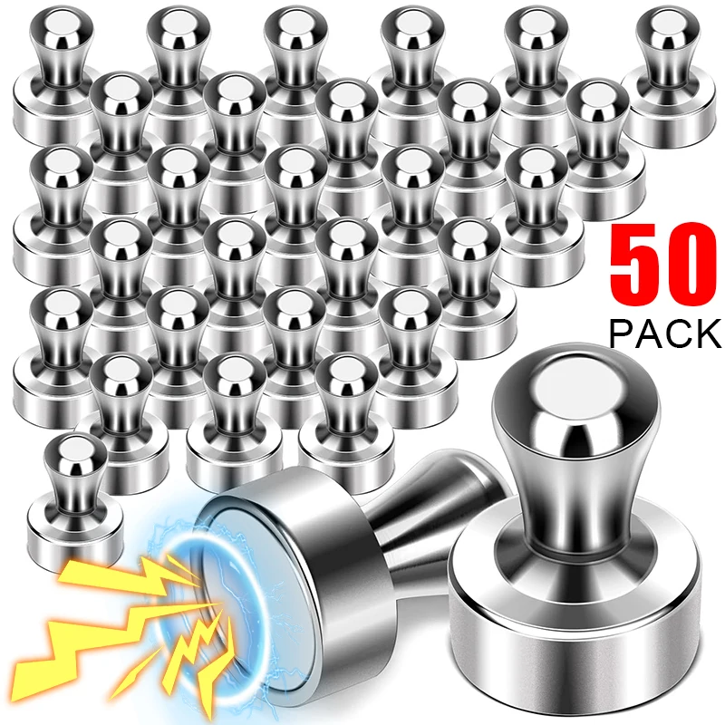 50-2Pcs Metal Magnetic Pins Neodymium Magnetic Thumbtack for Whiteboard Cone Strong Magnets Fridge Pushpin Office School Storage
