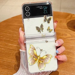Butterfly Pattern Clear Case For Samsung Galaxy Z Flip7 FE Flip6 Flip5 Folding Hard Cover For Samsung Galaxy Z Flip 7 6 5 4 3 5G
