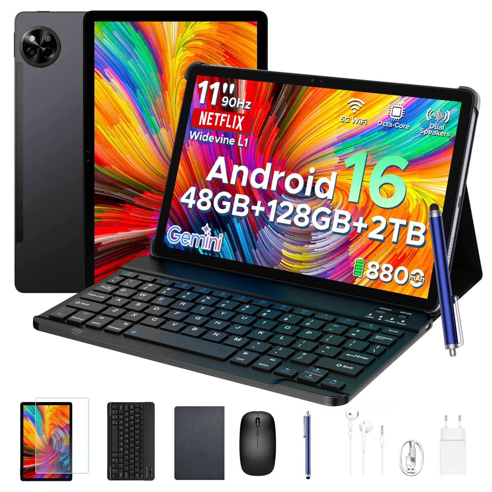POCKAM P11 Tablet-PC Android 16 Gemini AI 11-Zoll-Display 48GB RAM (8+40) 128GB ROM 8800mAh Akku Unisoc T7250 WLAN-Version