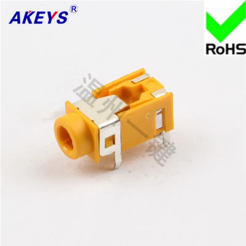 10 pcs PJ-322 yellow 3.5 earphone socket 5 feet 2 feet fixed 3.5MM socket female socket