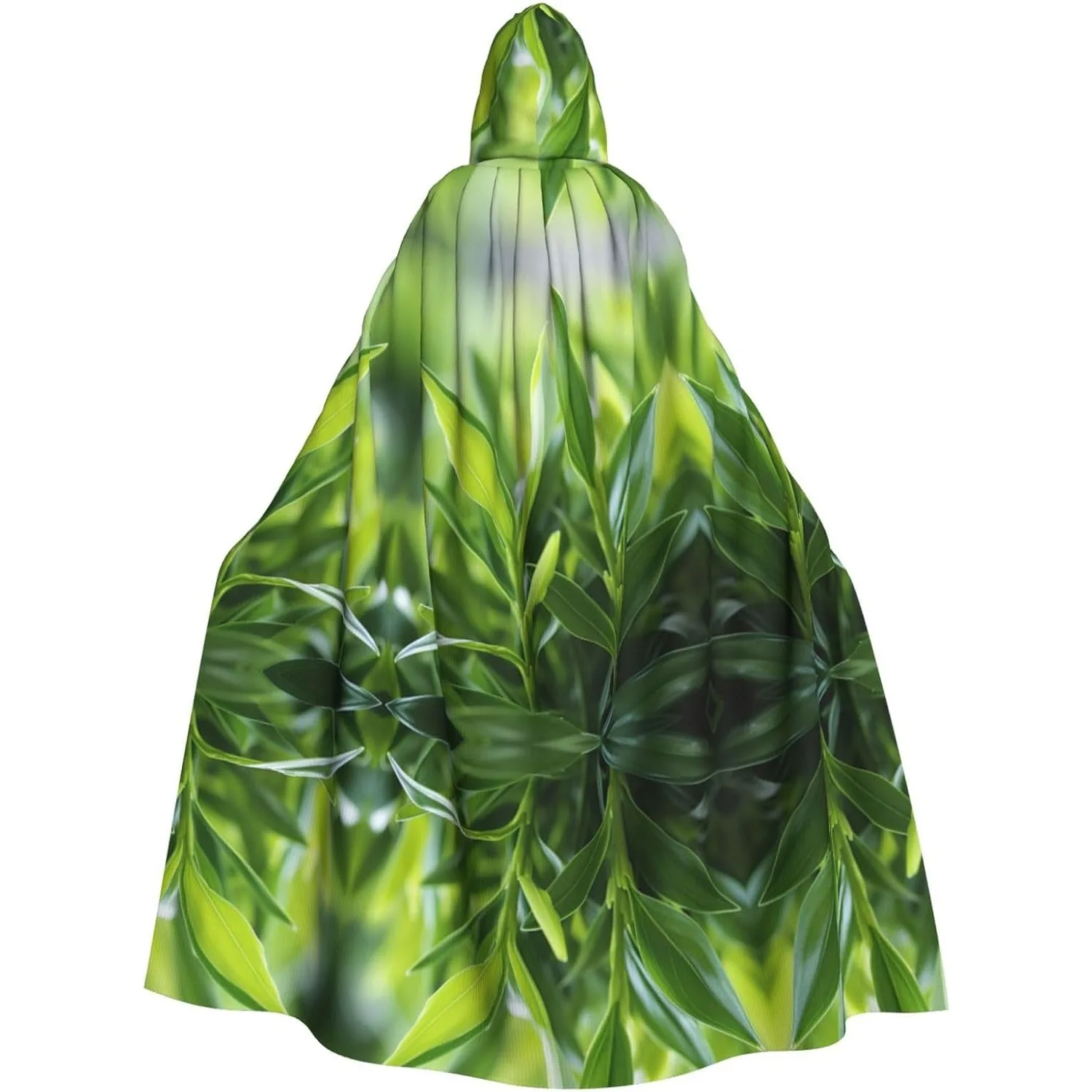 

Зеленая накидка с капюшоном и принтом пальмового листа для взрослых, карнавальная праздничная накидка, халат для косплея, костюм для вечеринки, готический карнавал