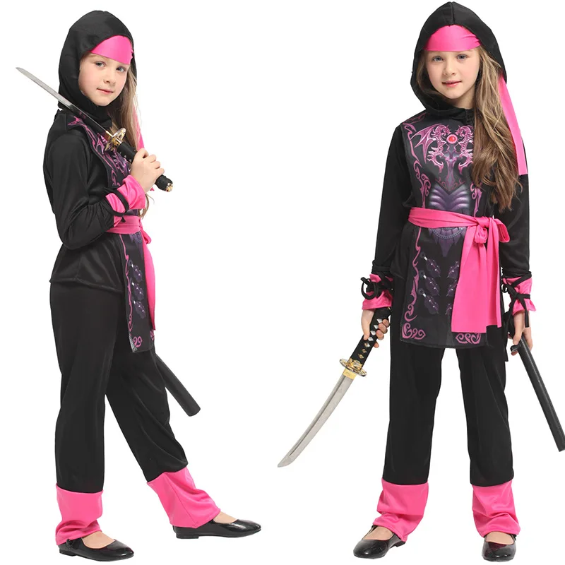 

Japanese Children's Samurai Costume Masquerade Party Cosplay Ninja performance Fancy Outfit Girl Birthday Gift Set Christmas