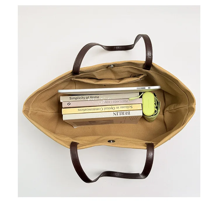 Canvas Damenhandtasche mit großer Kapazität, Vintage-Umhängetasche für Frauen, lässige große Tragetasche für den täglichen Pendelverkehr, Reisen, Einkaufen und Arbeit. – Detail 8