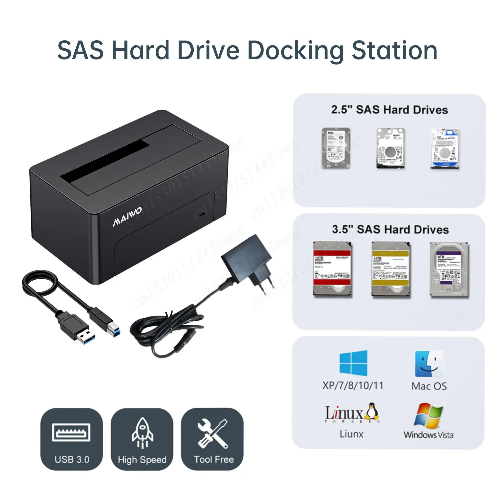 

Чехол для жесткого диска SSD-диска SATA-USB 3.0 Док-станция для 2,5/3,5-дюймового жесткого диска SSD-диска 6 Гбит/с Адаптер внешнего жесткого диска емкостью 18 ТБ