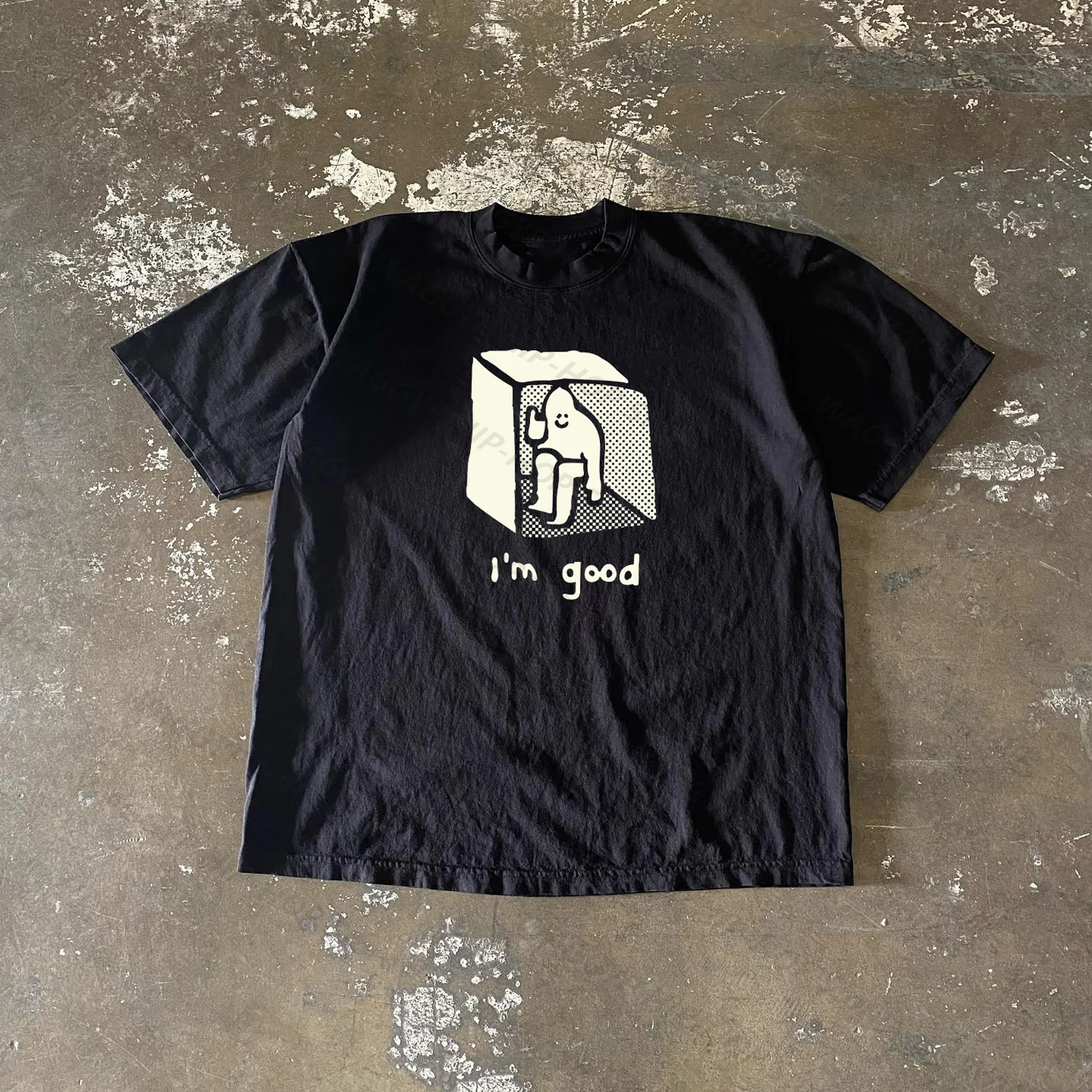 

[XNF Official Store]260 Of Grams Heavy Cotton! I'm good Square Figure Oversize T-shirt Hip Hop Men's Women's Short-Sleeved Tops