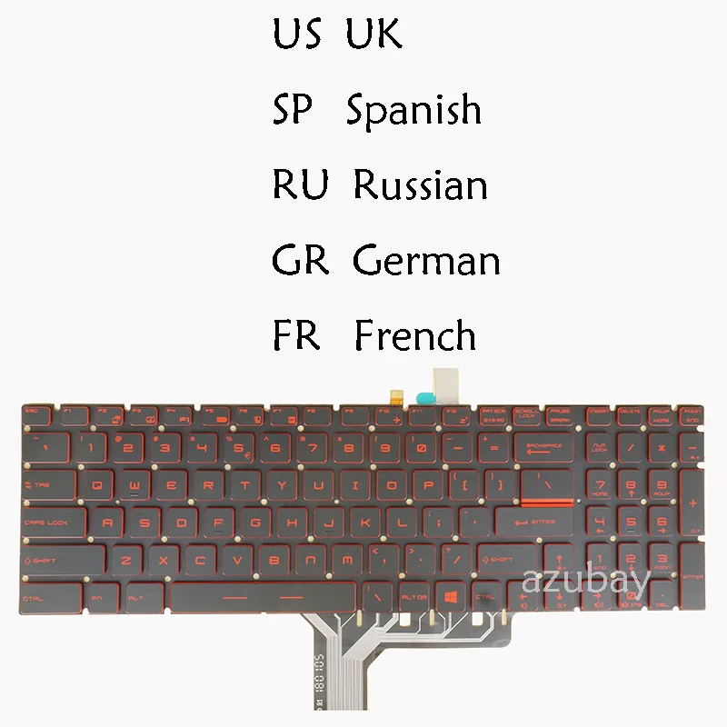 

Red Backlit Keyboard For MSI Alpha 15 A3DC A3DD A4DE / 17 A4DE V143422KK1 US UK Spanish Russian German QWERTZ French AZERTY