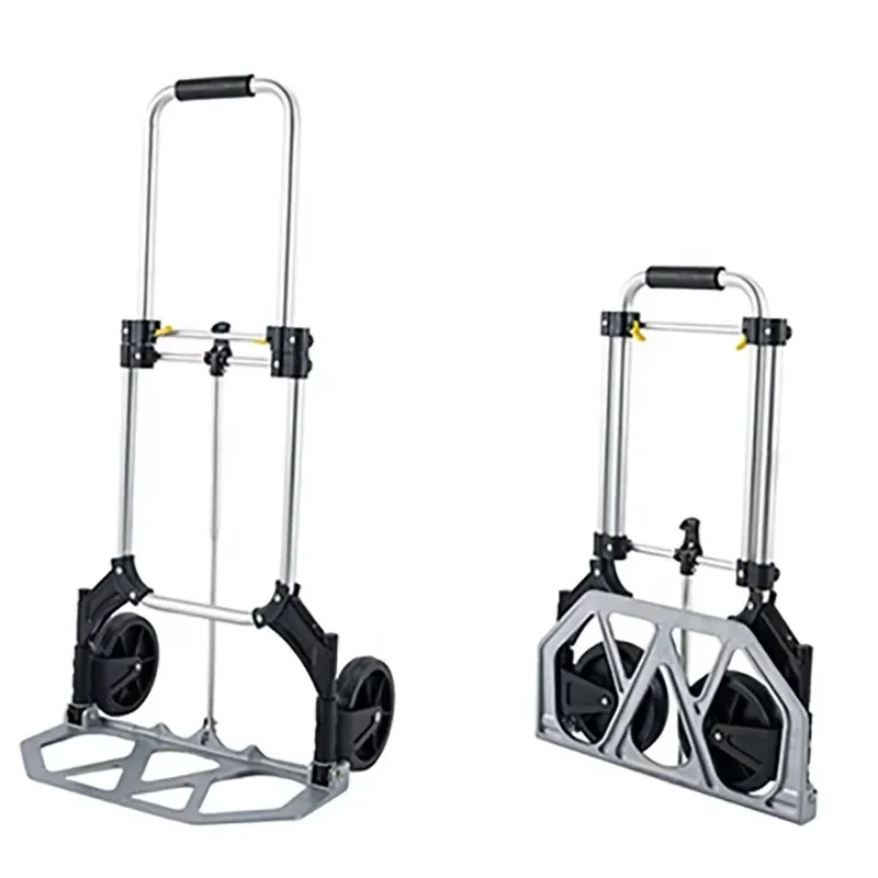 60kg Capacity 2 Wheel Portable Manual Cart Foldable Aluminum Shopping Trolley