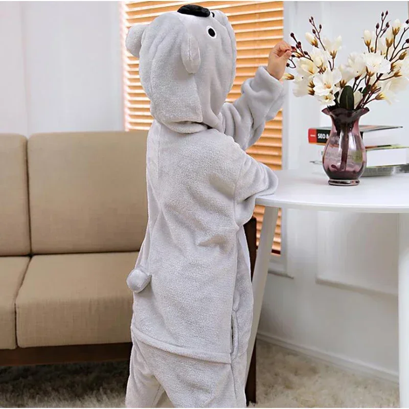 Bear House AA Kid Grey Koala Kigurumi Onesies Children Cartoon Anime Jumpsuit Clothes Costume Girl Boy Cute Anim New 2025 WKD001